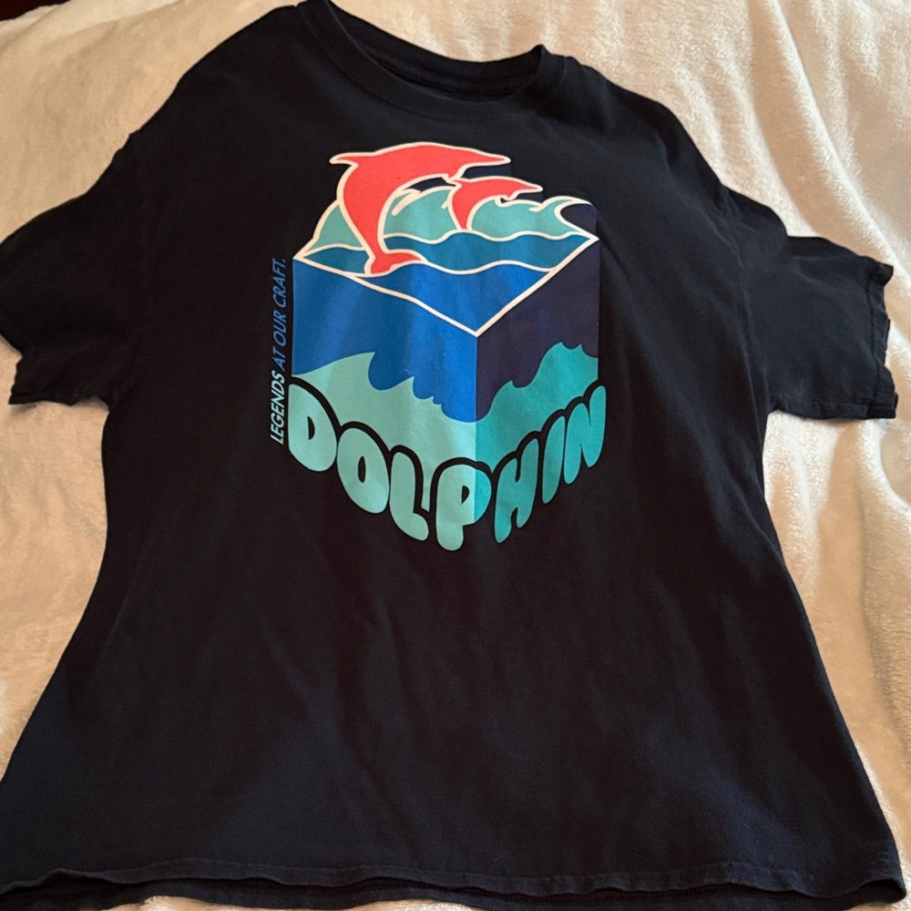 Pink Dolphin Navy Tee with Dolphin Graphic